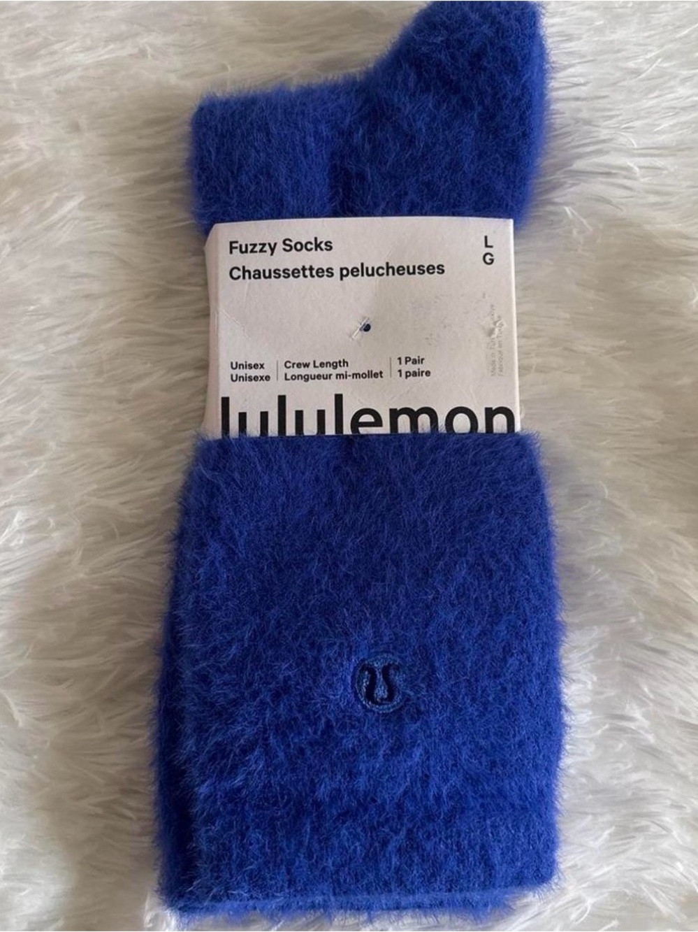 Lululemon Fuzzy Crew Socks — Blue